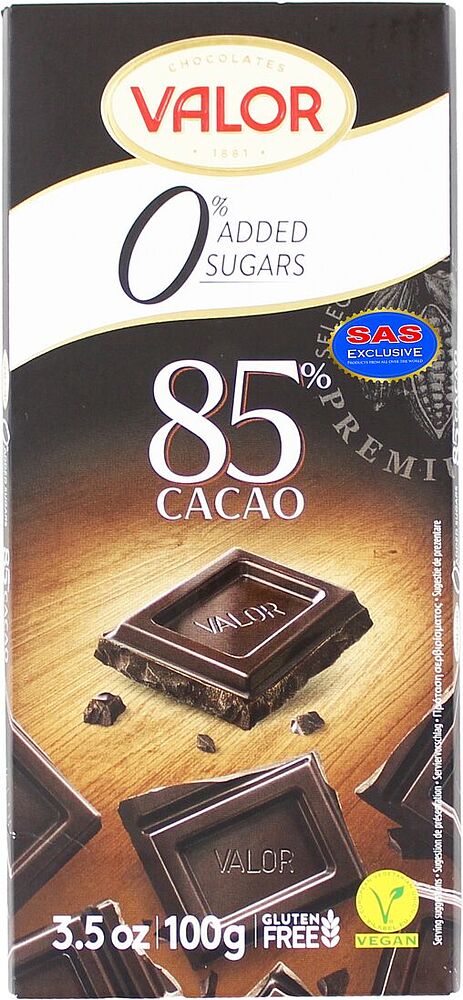 Շոկոլադե սալիկ դառը «Valor» 100գ