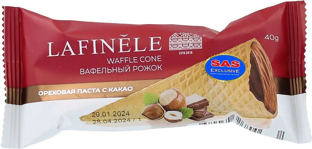 Waffle cone with hazelnut paste "Lafinele" 40g
