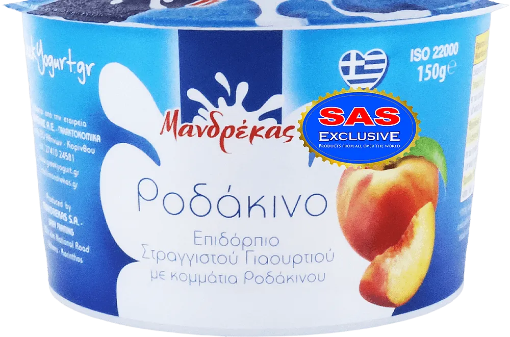 Յոգուրտ հունական դեղձով «Mandrekas Greek Yogurt Peach» 150գ, յուղայնությունը՝ 1.8%
