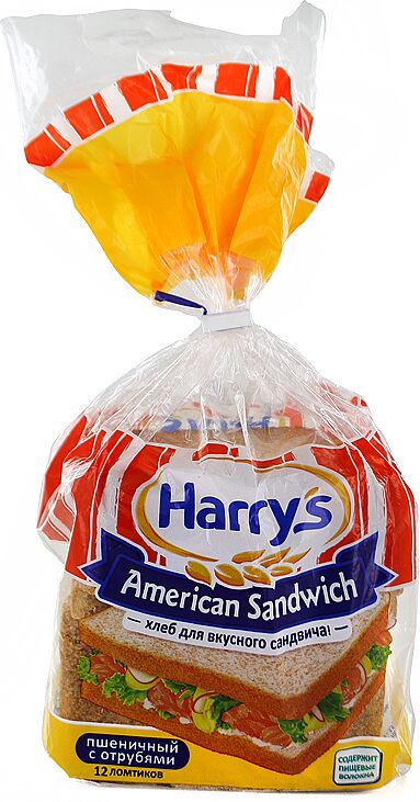 Հաց ցորենի թեփով  American Sandwich  «Harry's» 470գ