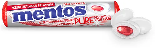 Strawberry  chewing gum "Mentos Pure White" 15.5g 
