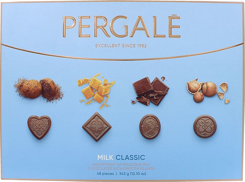 Շոկոլադե կոնֆետների հավաքածու «Pergale Classic» 343գ
