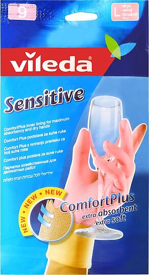 Перчатки резиновые ''Vileda Sensitive ComfortPlus'' L 