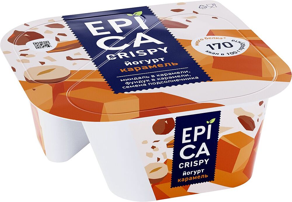 Йогурт карамельный "Epica Crispy" 140г, жирность: 10.2%
