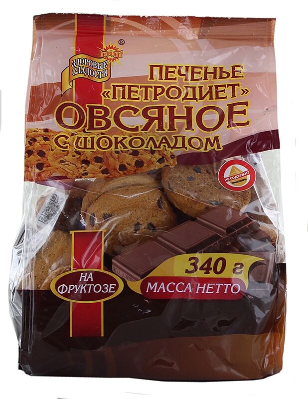 Թխվածքաբլիթ վարսակի՝ շոկոլադով «Петродиет» 340գ 
