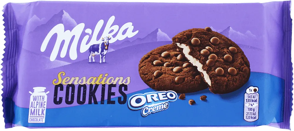 Cookies with chocolate pieces & vanilla cream "Milka Sensations Oreo" 156g
