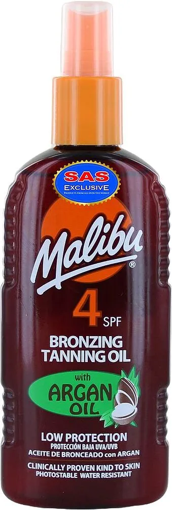 Tanning оil-spray "Malibu Bronzing Tanning Oil 4SPF" 200ml
