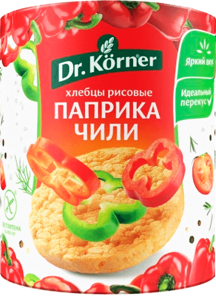 Хлебцы рисовые с паприкой и перцем чили "Dr.Korner" 80г
