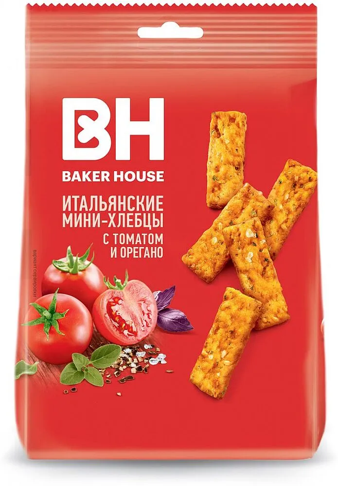Խրթխրթան հացեր լոլիկով և օրեգանոյով «Baker House» 110գ

