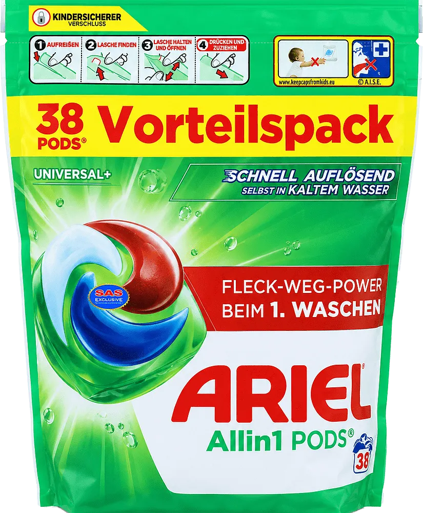 Լվացքի պարկուճներ ունիվերսալ «Ariel All In 1» 38 հատ
