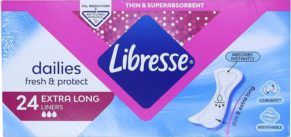 Ամենօրյա միջադիրներ «Libresse Thin Extra Long» 24հատ

