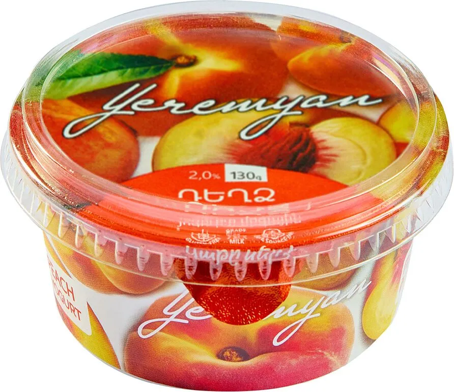 Yoghurt with peach "Yeremyan Products" 130g, fat content: 2%

