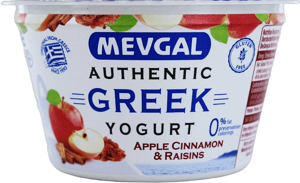 Greek yogurt with apple, cinnamon & raisins "Mevgal" 150g, fat content: 0%
