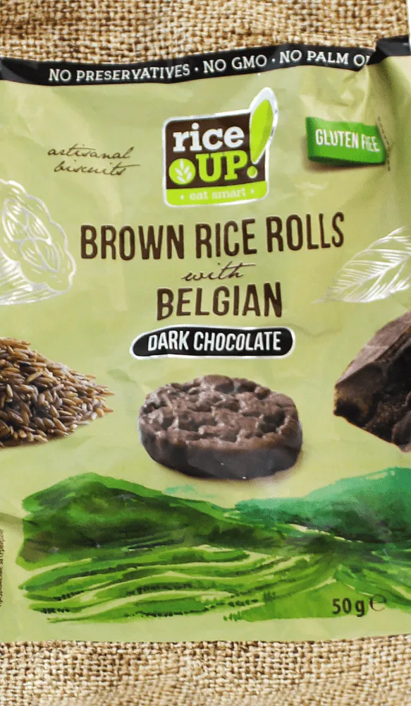 Brown rice rolls with belgian dark chocolate "Rice up" 50g