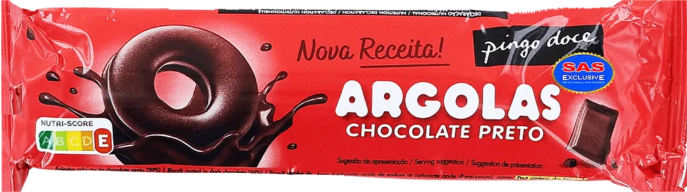 Բիսկվիթ մուգ շոկոլադով «Pingo Doce Argolas Chocolate Preto» 128գ