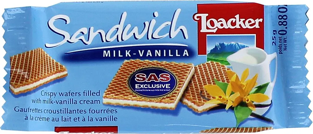 Wafer with milk & vanilla cream "Loacker Sandwich" 25g
