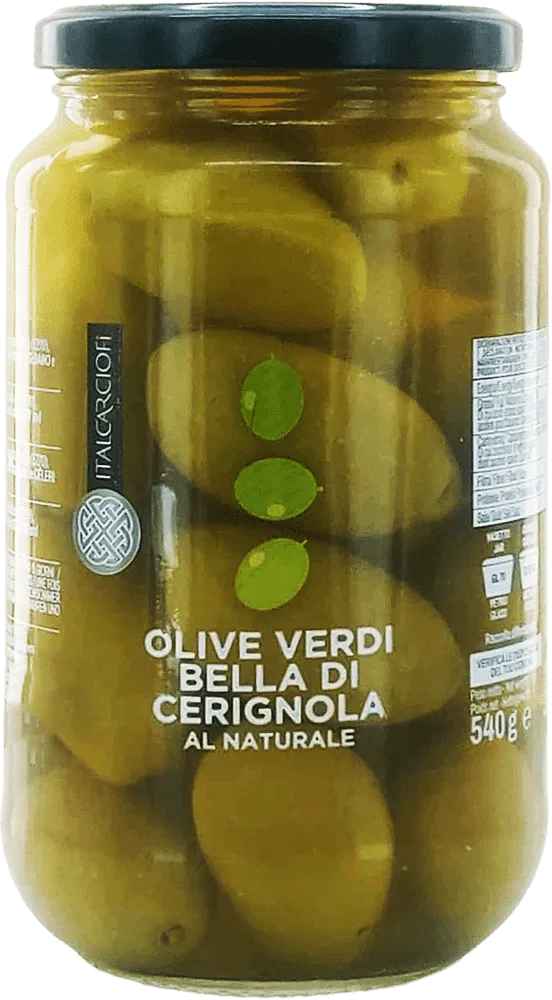 Green olives with pit "Italcarciofi" 540g 