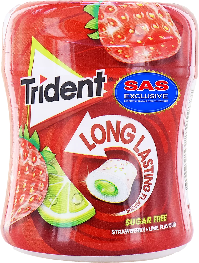 Strawberry & lime flavored chewing gum "Trident Long Lasting Strawberry Lime" 68.2g
