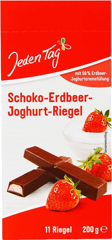Шоколадная плитка с клубничным йогуртом "Jeden Tag" 200г