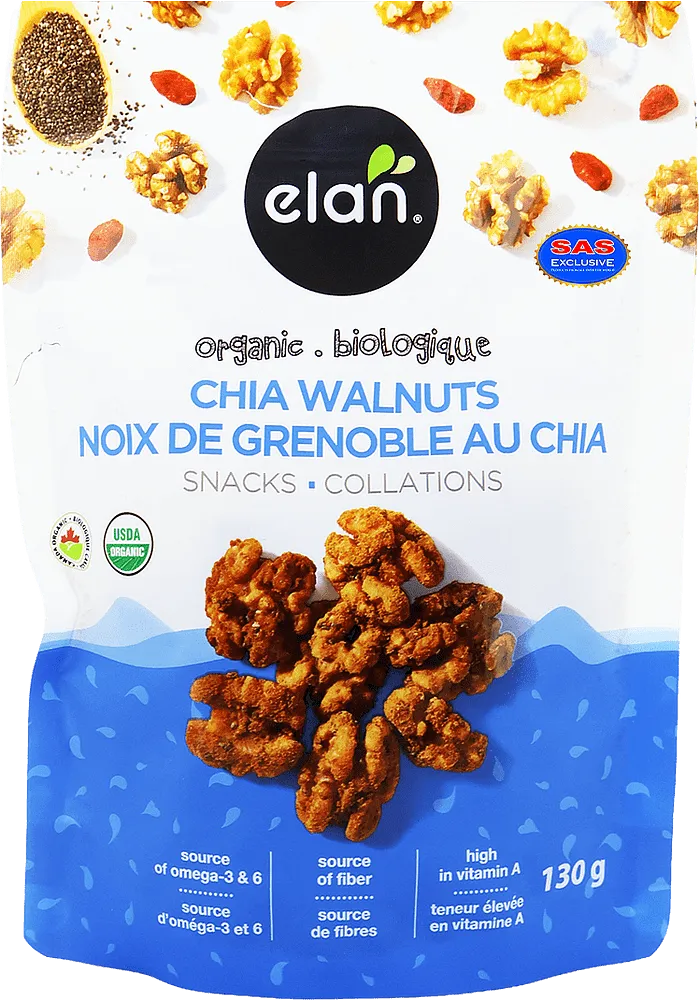Ընկույզ չիայի սերմերով «Elan Organic Chia Walnuts Snacks» 130գ
