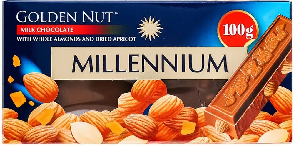 Chocolate bar with almonds & dried apricots "Millennium" 100g
