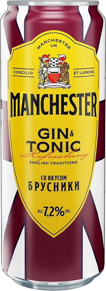Carbonated light alcoholic cowberry flavored drink "Manchester" 0.45l 
