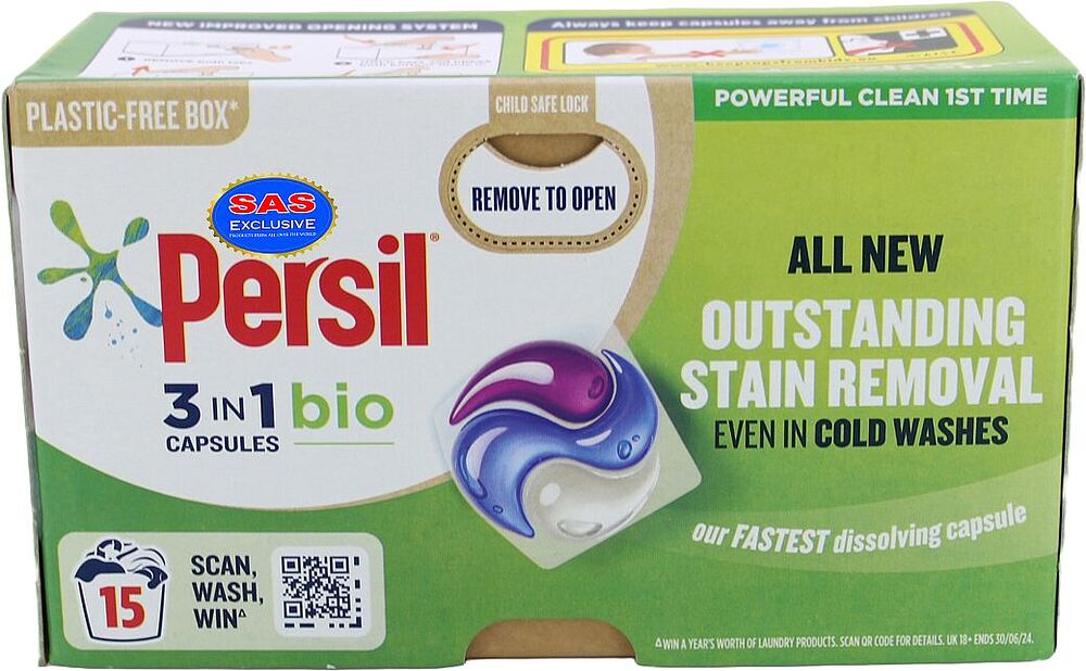 Լվացքի պարկուճներ «Persil Bio» 15 հատ Ունիվերսալ
