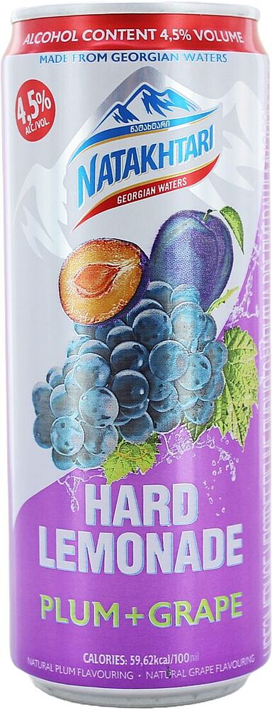 Light alcoholic drink "Natakhtari Hard Lemonade" 0.33l Plum & Grape 