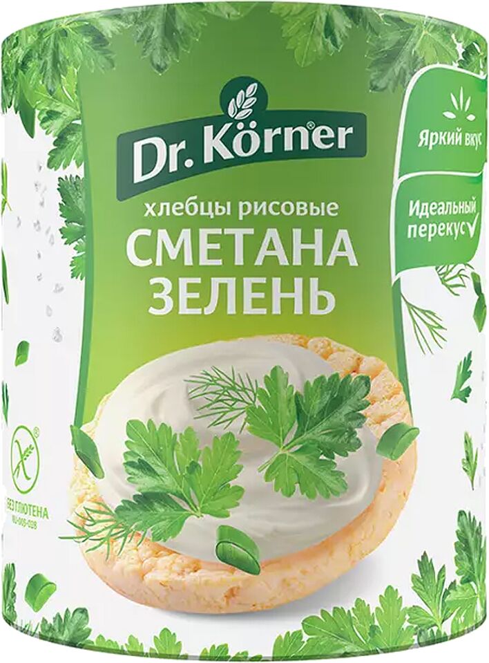 Խրթխրթան բրնձի հացեր թթվասերով և կանաչիներով «Dr.Korner» 80գ