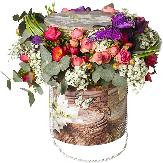 Floral composition in box