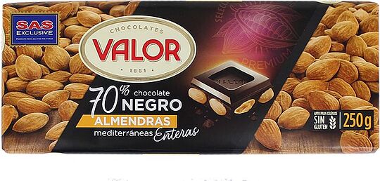 Dark chocolate bar with almonds 