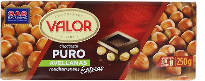 Շոկոլադե սալիկ պնդուկով «Valor» 250գ