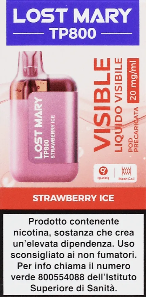 Electric pods with strawberry ice flavor "Lost Mary" 800 puffs

