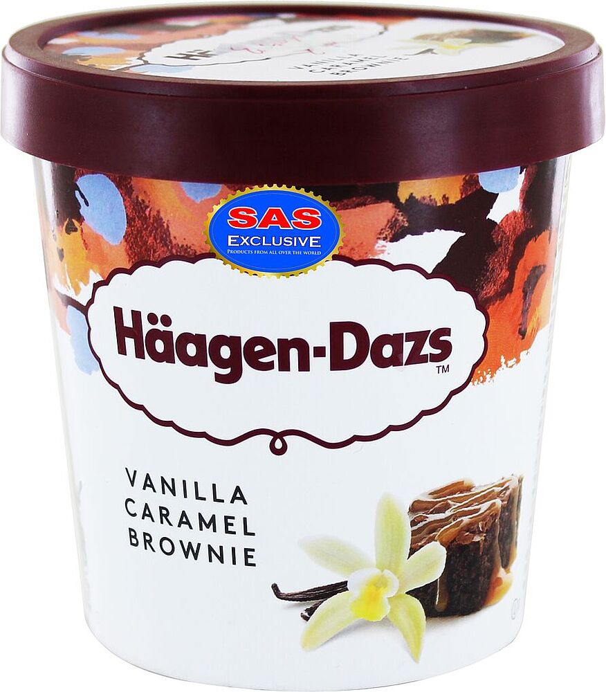 Мороженое ванильное "Haagen-Dazs Vanilla Caramel Brownie" 386г 