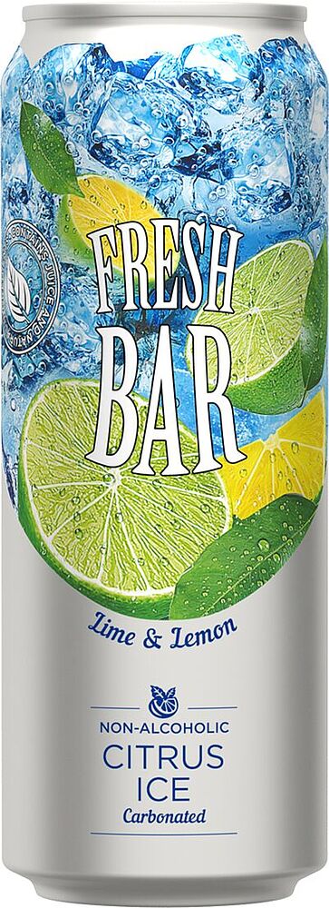 Refreshing carbonated drink "Fresh Bar Citrus Ice" 0.33l Lime & Lemon
