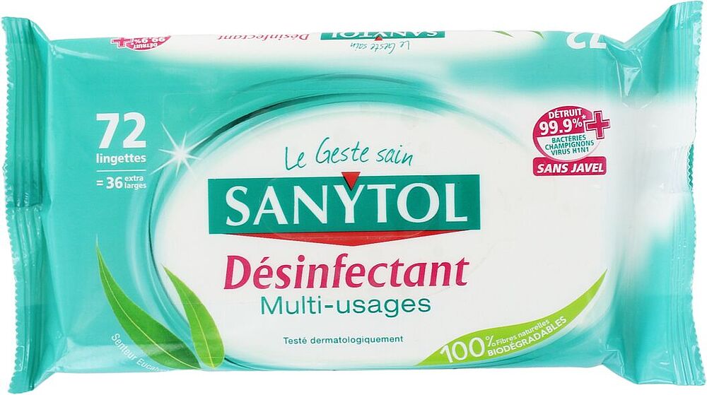 Antibacterial wet wipes  "Sanytol Desinfectant" 72 pcs