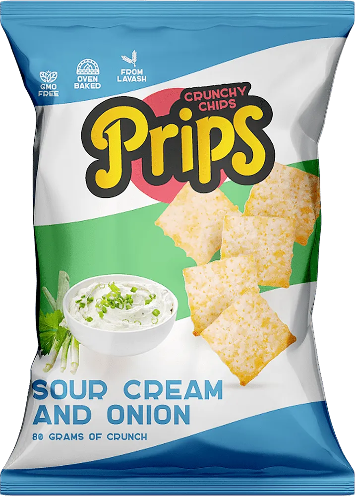 Չիպս թթվասերի և սոխի «Prips Crunchy Chips» 80գ
