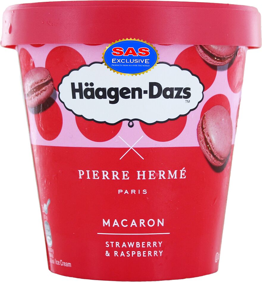 Мороженое со вкусом клубники и малины "Haagen Dazs Macaron" 364г 