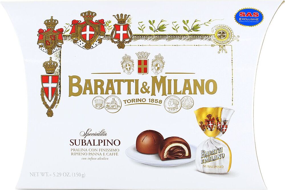 Շոկոլադե կոնֆետների հավաքածու «Baratti & Milano Torino» 150գ
