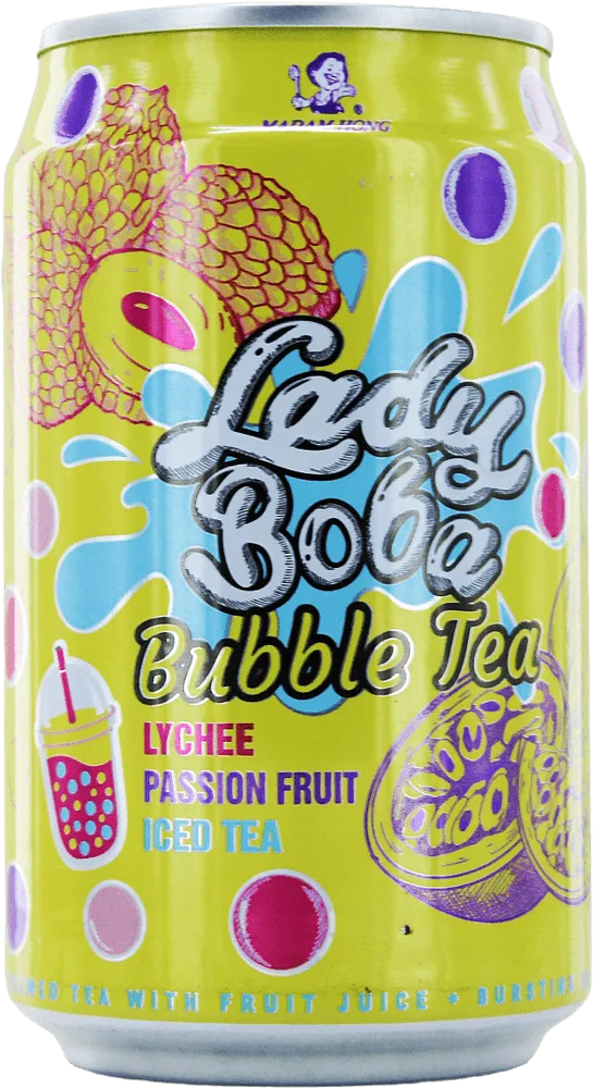 Lychee & passion fruit flavored ice tea "Madam Hong Lady Boba" 320ml