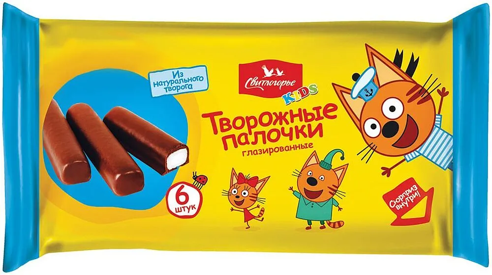 Curd cheese sticks with vanilla filling "Svitlogorye Tri Kota" 180g, richness: 16%