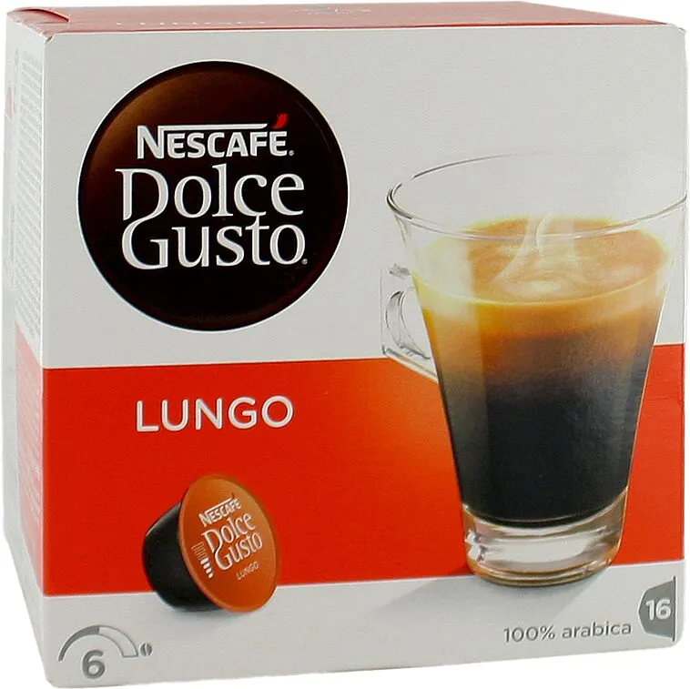 Coffee capsules "Nescafe Dolce Gusto Lungo" 16pcs, 89.6g