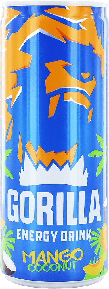 Energy mango & coconut flavored carbonated drink "Gorilla Mango Coconut" 250ml

