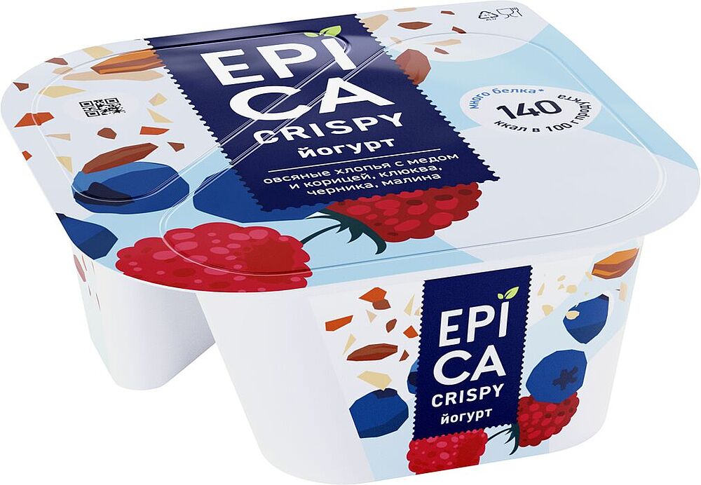 Йогурт с овсяными хлопьями и ягодами "Epica Crispy" 138г, жирность: 6.5%