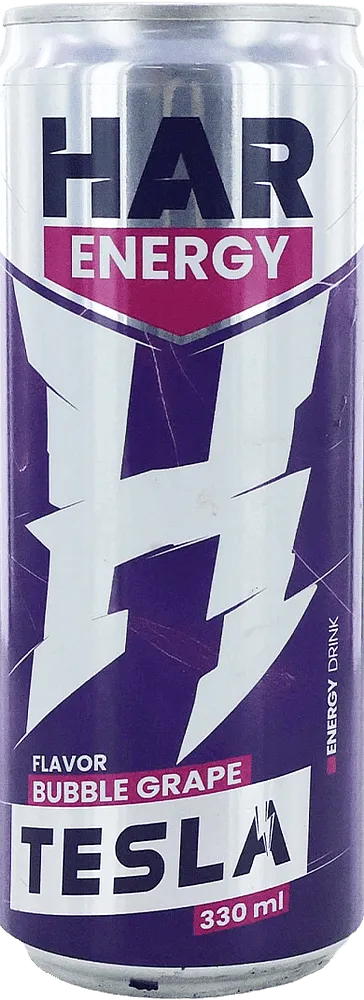 Bubble & grape flavored energy carbonated drink "Har Tesla Bubble Grape" 330ml
