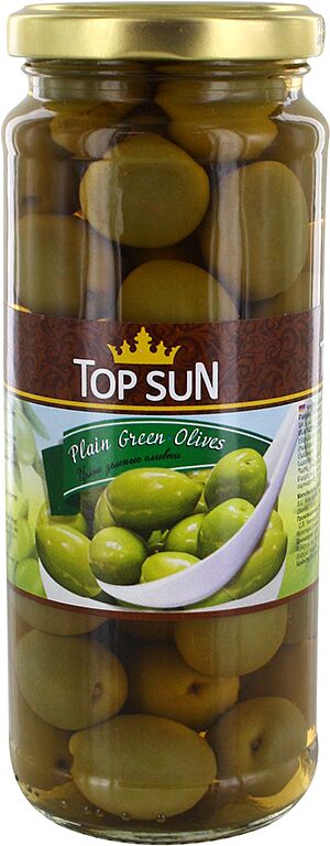 Green olives "Top Sun" with stone 358ml 