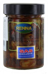 Pitted mixed olives "Renna"without stone in spicy sauce and in olive 180g