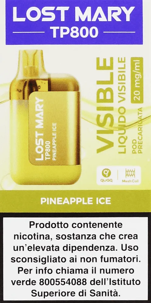 Electric pods with pineapple ice flavor "Lost Mary" 800 puffs

