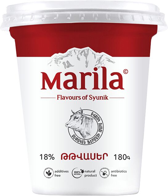Sour cream "Marila" 180g, richness: 18%