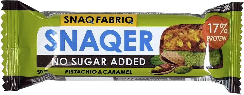 Protein bar with pistachio & caramel filling "Snaq Fabriq Snaqer" 50g
